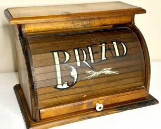 Vintage Knock on Wood Corp. Roll Top Bread Box 