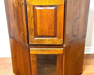 Set of 2 Wood Corner Tables with Doors 