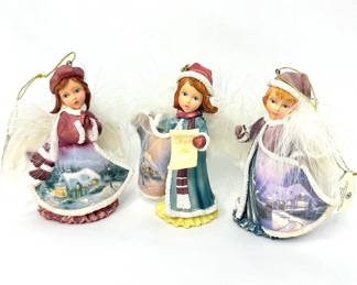 2004 Set of 3 Thomas Kincaid Angel Ornaments - The Bradford Edition 