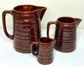 Set of 3 Vintage MARCREST Oven Proof Stoneware Pitchers 