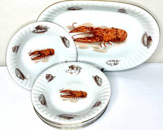 Vintage Lobster and Clams Platter and Bowl Set by Wawel - Poland 