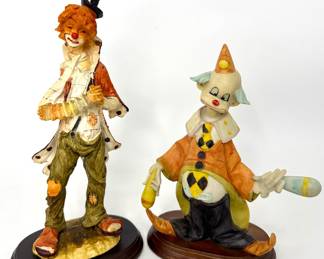Set of 2 Vintage Clown Figures - Pucci Hobo Clown and Mirella Collection Clown 