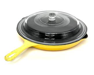 Le Creuset 12” Yellow Enameled Cast Iron Skillet #30 with 2 Pour Spouts 