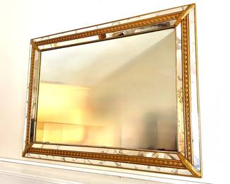 Large Wall Mirror with Gold Accents 