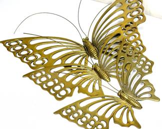 Set of 3 Vintage Heavy Brass Butterflies 