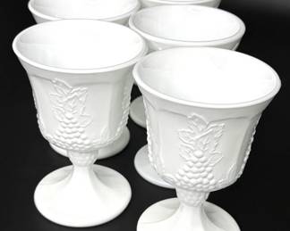 Vintage Indiana Milk Glass Goblets - Colony Harvest 