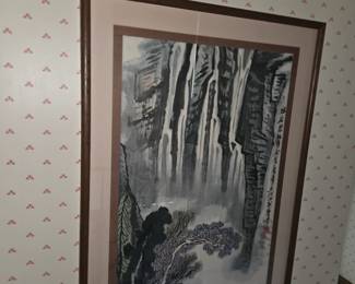 Chinese Ink & Color Waterfall