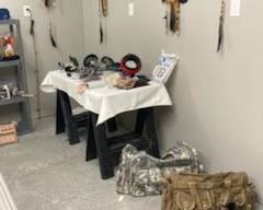 Boots, bags, hunting supplies