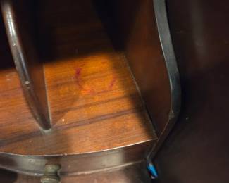#20	Genuine Mahogany Curved Front Desk w/Wooden Claw Feet w/5 Drawers & 1 Door and Dubbies w/drop-front Desk Top (as is finish) - 36x21x30-42	 $150.00 