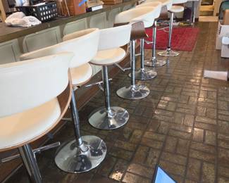 #16	Armen Living Swivel Adjustable Height Chrome Tall Bar Stools w/Foot Rest and Wood Bottom and Sides  - set of 2	 $50.00  #17	Armen Living Swivel Adjustable Height Chrome Tall Bar Stools w/Foot Rest and Wood Bottom and Sides  - set of 2	 $50.00 #18	Armen Living Swivel Adjustable Height Chrome Tall Bar Stools w/Foot Rest and Wood Bottom and Sides  - set of 3	 $75.00