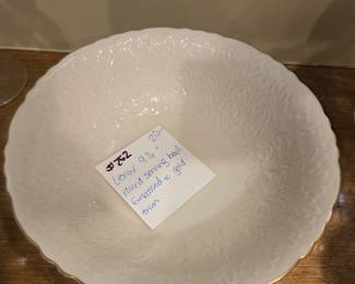 #252	Lenox 9.5" Round Serving Bowl - Embossed w/gold trim	 $20.00 