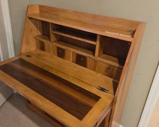 #119	Pine Drop-Front Desk w/Cubbies and 2 Doors and Shelf 41z12z29-46 (crack on Front) - Upstairs You Move	 $75.00 
