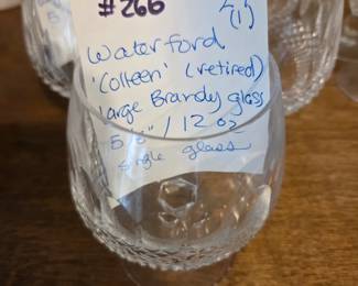 #266	Waterford "Colleen" retired large Brandy Glass 5 1/8" / 12 oz Single Glass	 $24.00 