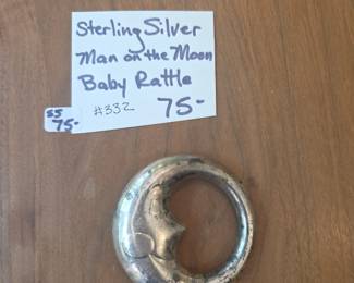 #332	Silver Baby rattle Man on the moon	 $75.00 