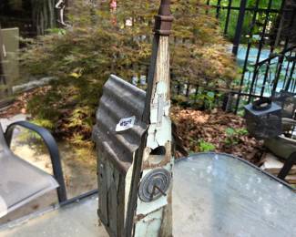 #209	Sage Green Rustic Church Bird House (as is condition) - 23" Tall	 $20.00 