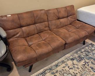 #136	Faux Leather Brown Futon - 68" 	 $175.00 