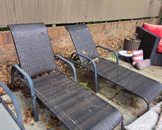 #188	Chaise Lounger Set of 2 Chairs - Brown Plastic Wicker	 $75.00 