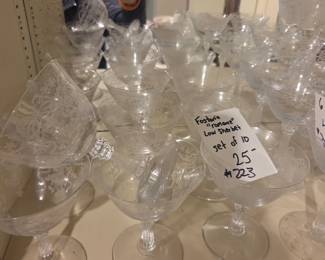 #223	Fostoria "Romance" Low Sherbet set of 10 	 $25.00 
