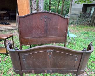 #169	Full Antique Headboard/Footboard (curved Footboard) (as is condition has rails)	 $75.00 