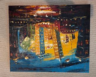 #300	Original oil painting impressionist city scape 24x20	 $35.00 