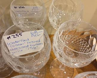 #255	Waterford "Colleen" Retired oversized Balloon Wine Glasses Pair - 7 5/8"	 $68.00 
