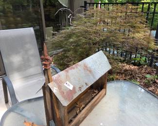#211	Primitive Wood & Metal Bird Feeder - 19x7x 18	 $20.00 