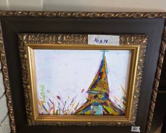 #69	Oil on canvas Church Steeple by L. Satterfield - 16x14 Framed 	 $50.00 