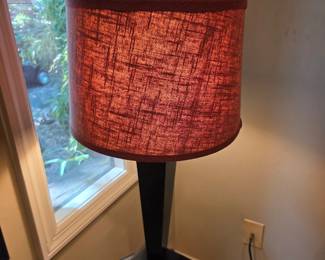 #126	Metal Base w/Red Shade (missing Finial) 29" Tall - set of 2 Sold as a pair	 $50.00