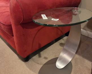#131	Vintage MCM Eames Style Abstract Glass Top Metal Table Industrial Modernist Rare - 12x19x21	 $75.00 