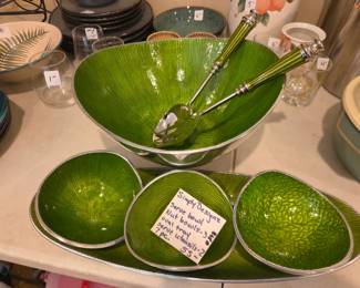 #298	Simply Designz serve bowl & 3 nut bowls with serve tray and utensils 7 pcs	 $55.00 