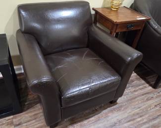 #100	Chocolate Brown Leather Side Chair (as is leather)	 $50.00 