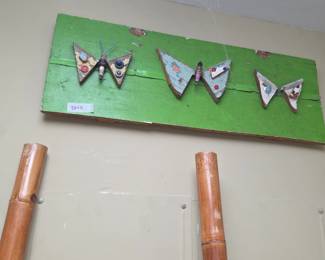 #286	Wood Wall Art with Butterflies - 32x11	 $25.00 