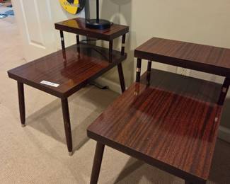 #143	Laminate Mid-Century  Step End Tables - sold as a pair - 16x24x15-22	 $40.00 