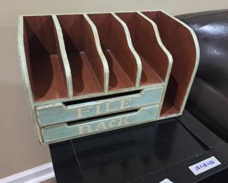 #115	Wood File Rack w/2 drawers and Cubbies - 17x10x10	 $20.00 