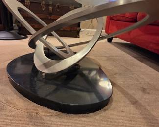#132	Fusion Coffee Table w/Stainless Base and Glass Top - Very Very Heavy - 54x34x15	 $250.00 