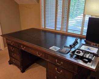 #138	Wood Executive Desk w/Leather Top and 9 Drawers - Upstairs - comes apart  - 88x44x31	 Heavy You Move$275.00 