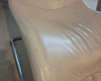 #56	Koinor Cream Leather Chair w/chrome Base (as is condition on Leather) 	 $125.00 
