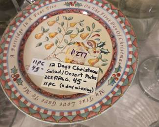 #277	12 Days of Christmas Salad/Desert Plates 222 5th Co. - 11 pc	 $45.00 