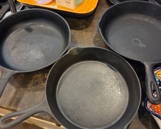 #27	Set of 3 Cast Iron  Smaller Cast Iron Skillets - 10, 9.5 &9	 $25.00 