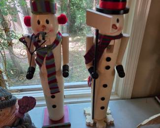 #148	Tall Wood Nutcracker Frosty w/Hat and Frost with Toboggan - 24" Tall	 $24.00 