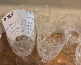 #265	Waterford "Colleen" retired Fluted Champagne Glasses  6" Set of 4	 $72.00 