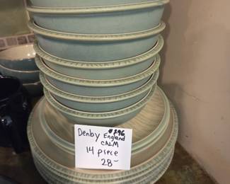 #296	Denby England Calm 14 piece bowl and plate set	 $28.00 