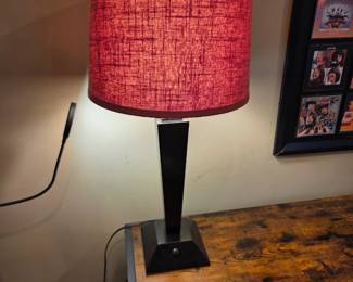 #126	Metal Base w/Red Shade (missing Finial) 29" Tall - set of 2 Sold as a pair	 $50.00 