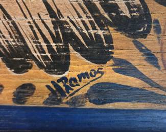 #5	Hand-Painted Scene of Monks and Angel on a small Wood Door - 26x41	 $75.00 