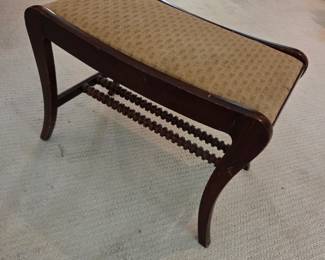 #64	Antique Bench w/Fabric Seat and Barlet Twist Spindles - 24x14x17	 $30.00 