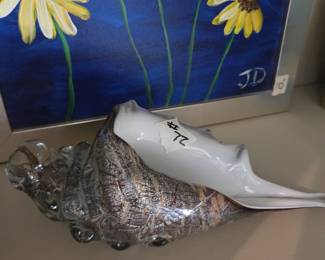 #72	Large Murano Glass Conch Shell - 10.5"	 $25.00 
