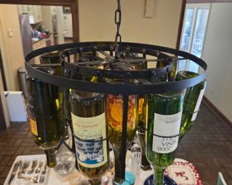 #291	Iron 15 Wine Bottle Holder Chandelier in Dining Room 19x13 (Hard Wired You Remove)	 $300.00 