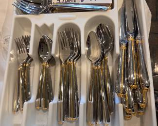 #275	Cipullo for Mikasa  Flatware Gold/Silver - 47 Piece	 $140.00 