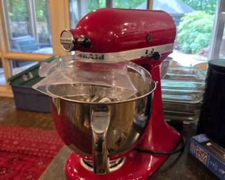 #23	Kitchenaid Artisan Stand Mixer  - Red w/bowl and Shield and 3 attachments - tilt head	 $150.00 