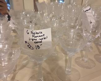 #222	Fostoria Romance Liquor4 Cocktail Etched Glasses Set of 6	 $18.00 